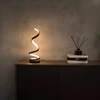 Spiral Table Lamp - Modern LED Lamp - Dimmable Brightness - Warm/Natural/Cool White - USB-Powered Lighting - Iron + Silicone Design