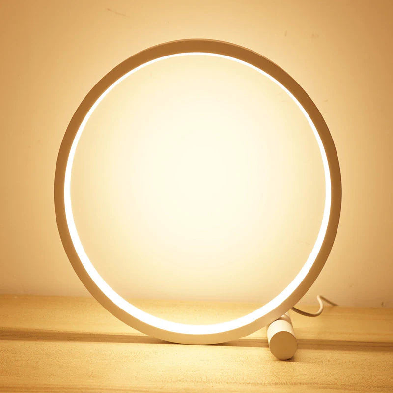 Halo Nightstand Lamp - Dimmable LED Light - Minimalistic Halo Ring Design - Perfect for Bedside or Living Room - 25 cm Diameter - LED Powered