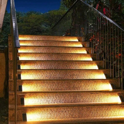 Solar Powered Stair Lights - No Wiring Needed - Waterproof - Solar-Powered LEDs - Easy Installation - 8-10 Hours Illumination - Warm White Glow.