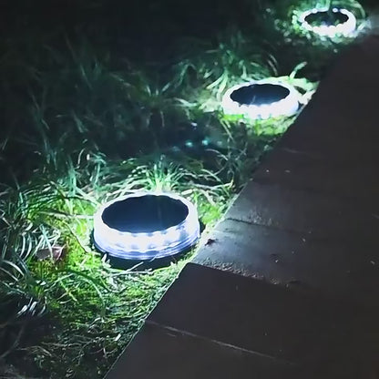 Solar LED Disk Lights for Outdoor Garden – IP65 Waterproof, Dusk-to-Dawn Sensor, 17 LEDs, Durable Landscape Lighting