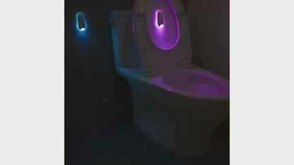 LED Motion Sensor Toilet Light with 8 Color Options – USB Rechargeable Commode Light for Nighttime Use