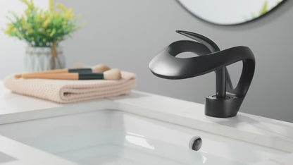 Solid Brass Waterfall Bathroom Faucet with Single Handle Mixer – Hot and Cold Water Basin Tap