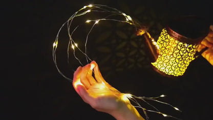 Rustic Iron Solar Kettle Lamp