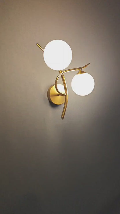 Modern Iron Wall Lamp with Glass Ball Shade – LED Wall Lights for Indoor Bedroom and Corridor Sconces