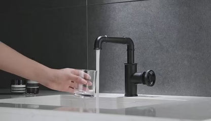 Contemporary Black Brass Bathroom Faucet with Single Handle Design for Hot and Cold Water Mixing – Stylish Basin Tap