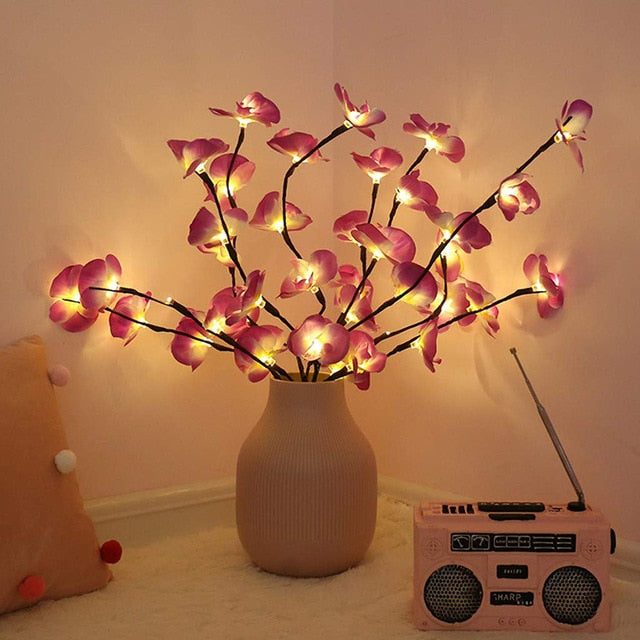 Lighted Branches Lamp – Nature-Inspired Design – 20 LEDs – Battery Powered – Willow/Rose/Orchid Options – Energy-Efficient Indoor Decoration