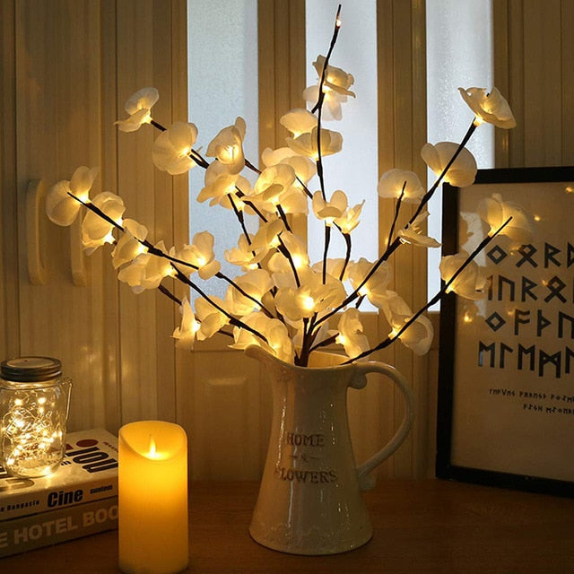 Lighted Branches Lamp – Nature-Inspired Design – 20 LEDs – Battery Powered – Willow/Rose/Orchid Options – Energy-Efficient Indoor Decoration