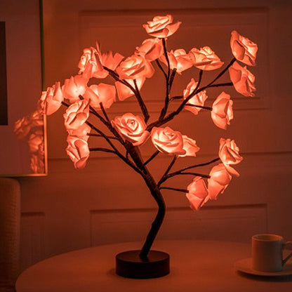 Rose Tree Lamp - Romantic Decorative Light - Adjustable Branches - USB/Battery Powered - Indoor & Outdoor Use