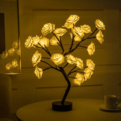 Rose Tree Lamp - Romantic Decorative Light - Adjustable Branches - USB/Battery Powered - Indoor & Outdoor Use