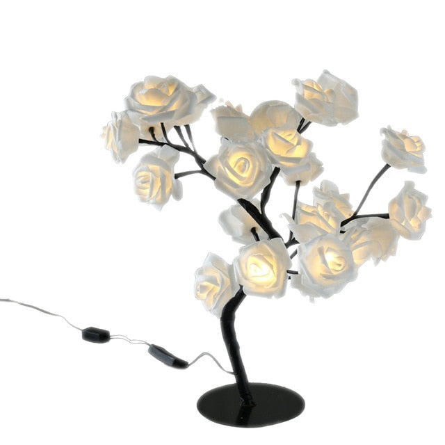 Rose Tree Lamp - Romantic Decorative Light - Adjustable Branches - USB/Battery Powered - Indoor & Outdoor Use