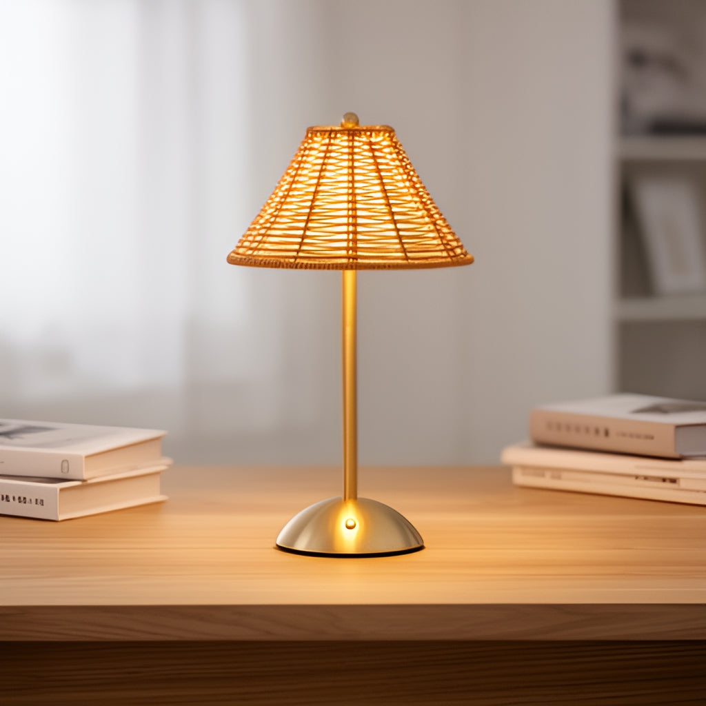 Rattan Table Lamp – Cordless Rechargeable