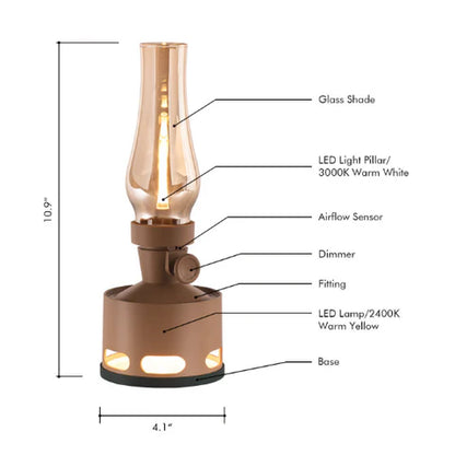 Vintage LED Lantern - Blow-to-Extinguish - Rechargeable USB-C - 160-Hour Battery - Smart Tilt-Off - Multi-Level Brightness - Classic Design