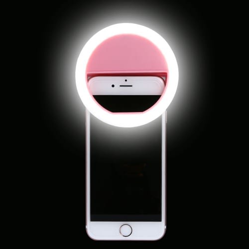 Selfie Ring Light - Portable LED Clip-On - USB Rechargeable - Adjustable Brightness