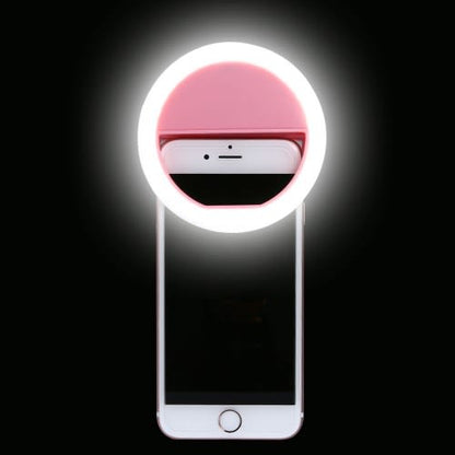 Selfie Ring Light - Portable LED Clip-On - USB Rechargeable - Adjustable Brightness