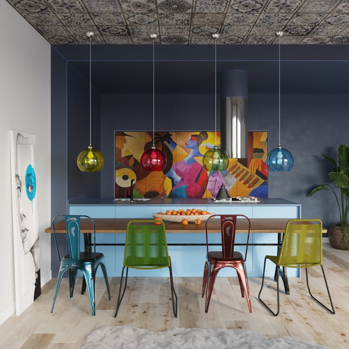Sollux Lighting BALL Glass Pendant Lamp - Minimalist Design - 8 Color Options - E27 Bulb Compatible - Even Light Distribution