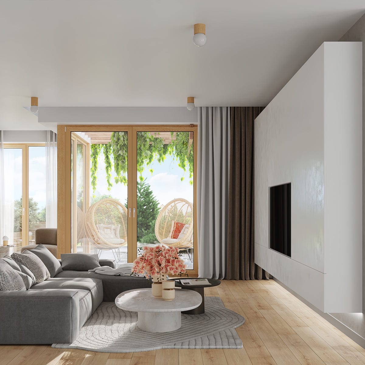 Sollux Lighting BOOMO - Ceiling Lamp - Scandinavian Minimalist Design - Natural Wood - Warm Light - Compatible with Multiple Bulb Types