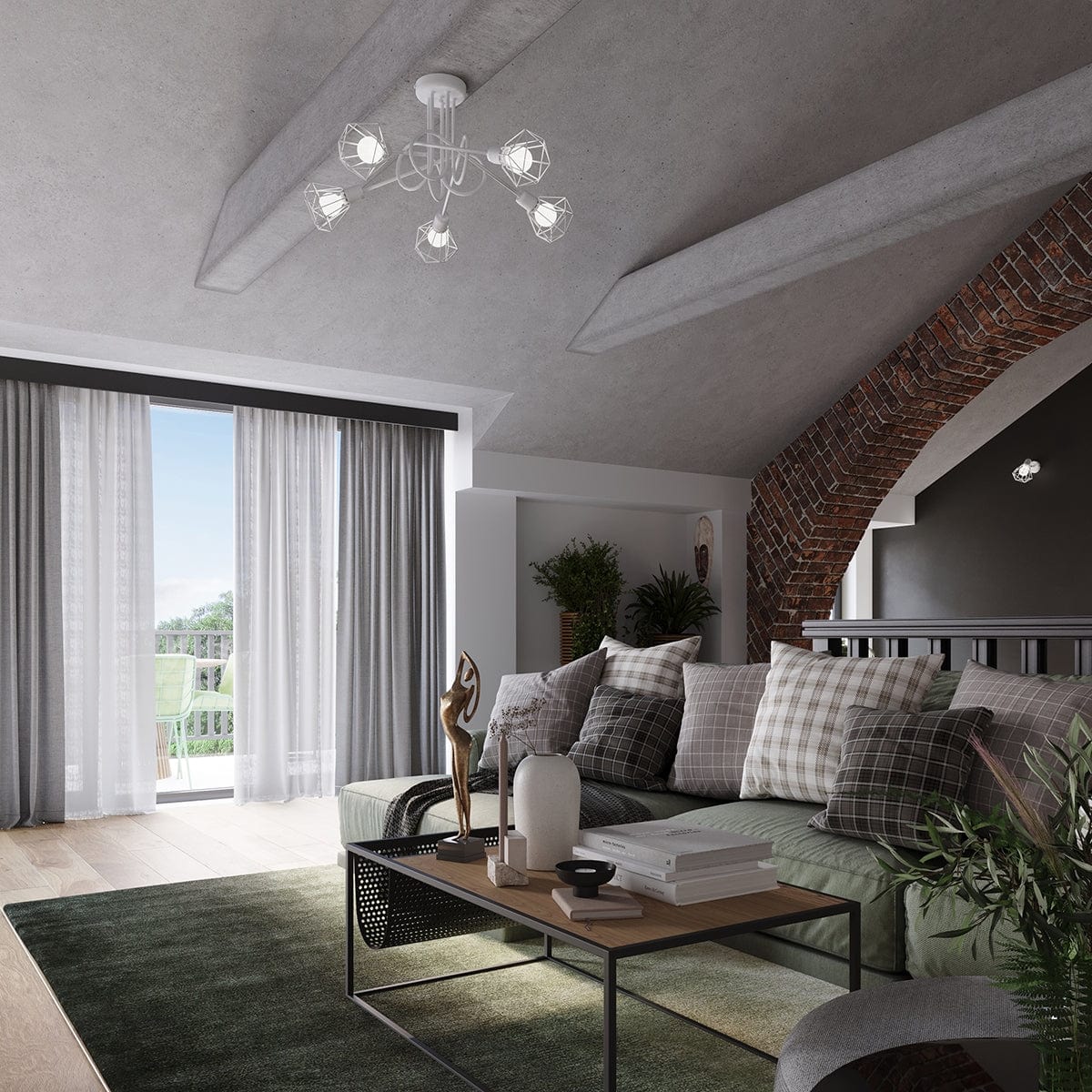 Sollux Lighting Ceiling Lamp Artemis 2 White - Modern Loft-Style - Adjustable Light Angle - Replaceable Bulbs - Durable Powder-Coated Steel - Versatile Lighting Solution
