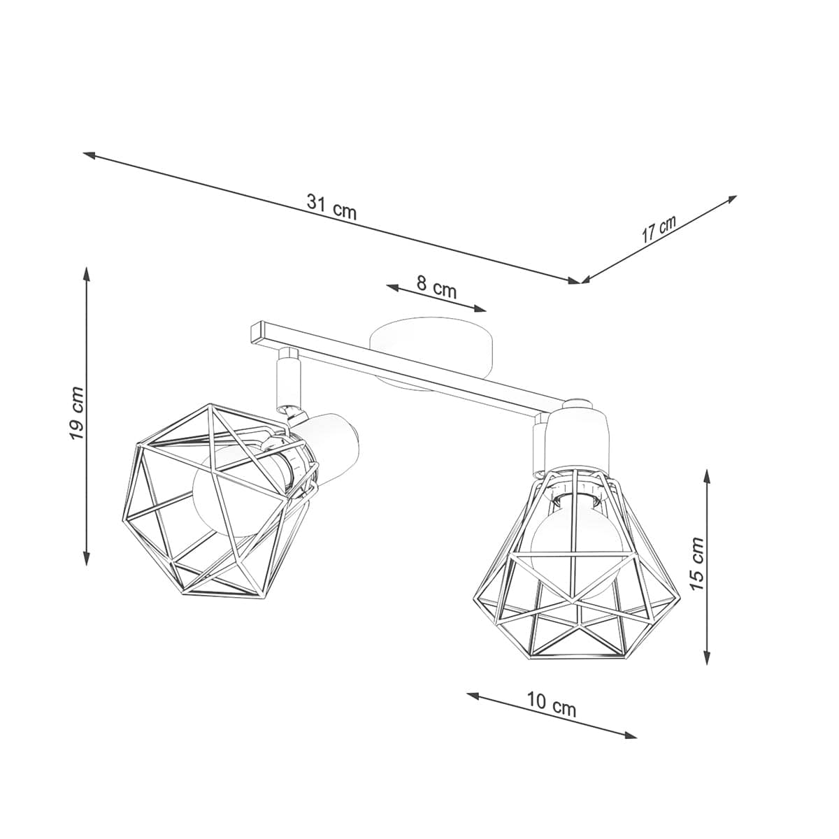 Sollux Lighting Ceiling Lamp Artemis 2 White - Modern Loft-Style - Adjustable Light Angle - Replaceable Bulbs - Durable Powder-Coated Steel - Versatile Lighting Solution