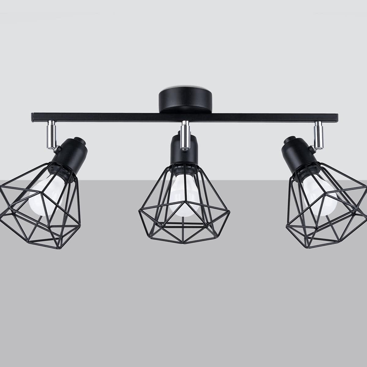 Sollux Lighting Ceiling Lamp Artemis 3 Black - Modern Loft-Style - Adjustable Light Angle - Replaceable Bulbs - Durable Powder-Coated Steel - Versatile 3-Point Lighting