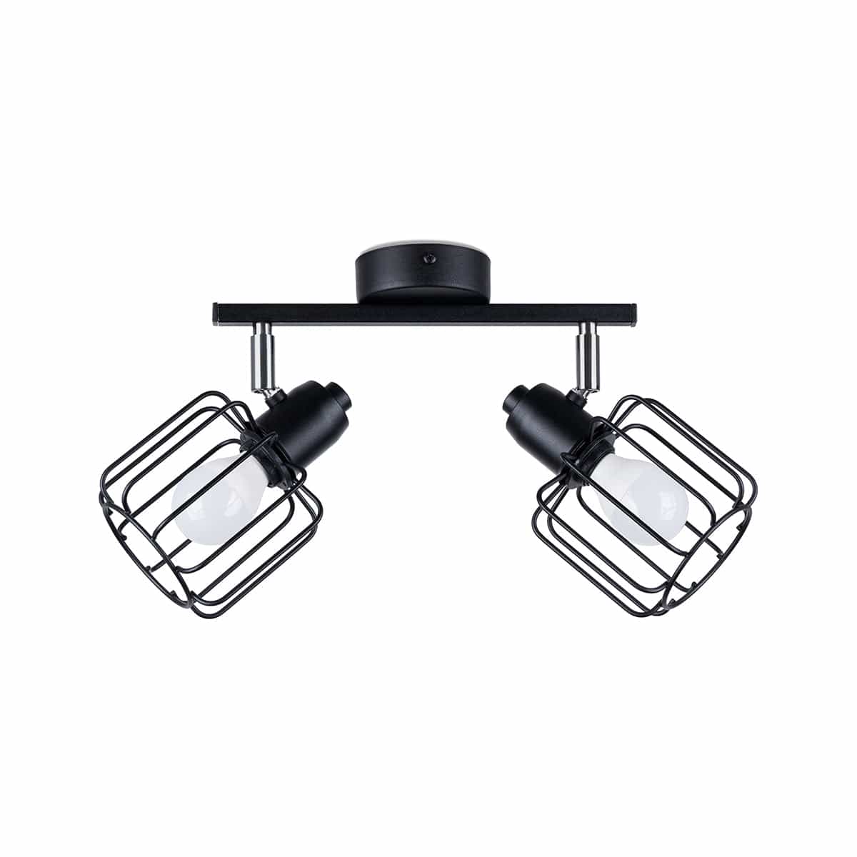 Sollux Lighting Ceiling Lamp Beluci 2 Black - Loft Style - Adjustable Light Angle - Durable Steel Build - Minimalist Industrial Design - Interchangeable E27 Bulbs