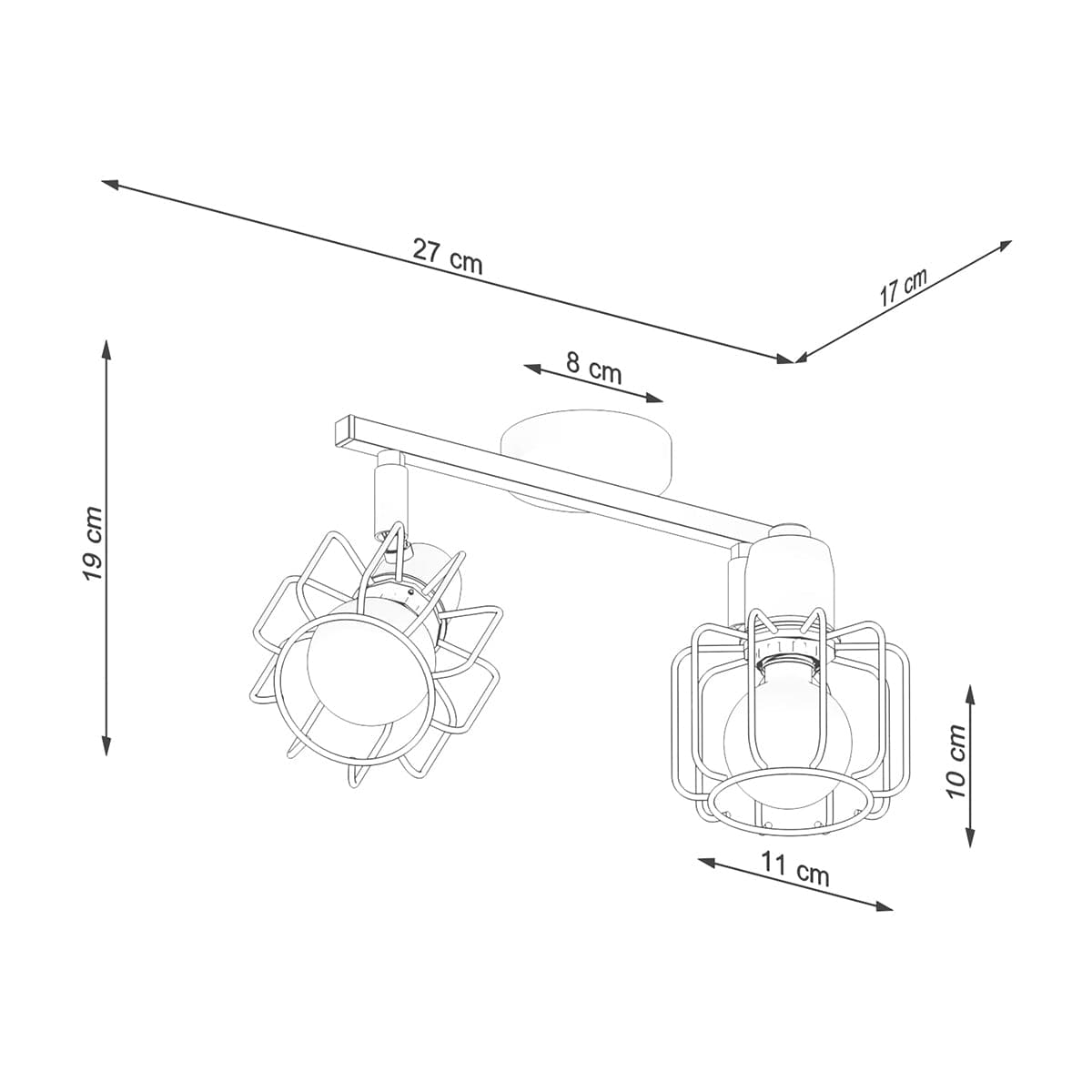 Sollux Lighting Ceiling Lamp Beluci 2 White - Loft Style - Adjustable Light Angle - Durable Steel Build - Minimalist Industrial Design - Interchangeable E27 Bulbs