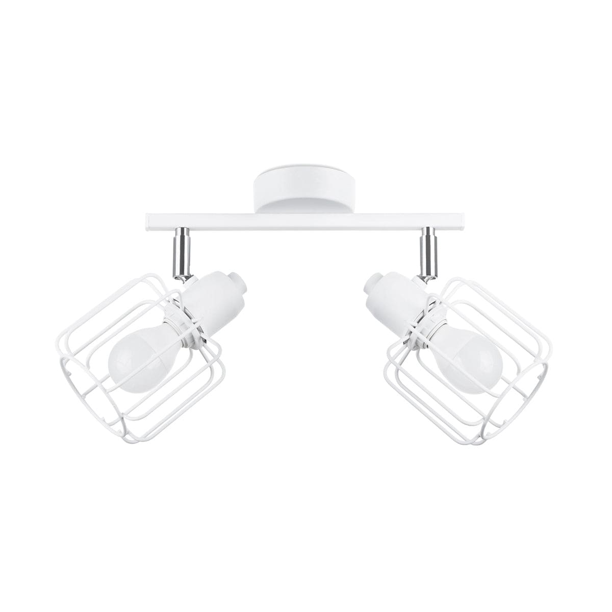 Sollux Lighting Ceiling Lamp Beluci 2 White - Loft Style - Adjustable Light Angle - Durable Steel Build - Minimalist Industrial Design - Interchangeable E27 Bulbs