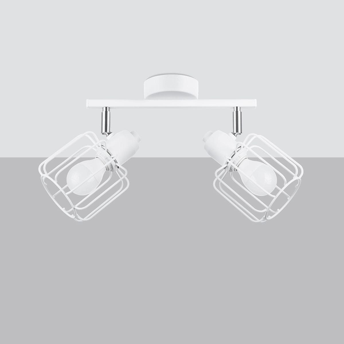 Sollux Lighting Ceiling Lamp Beluci 2 White - Loft Style - Adjustable Light Angle - Durable Steel Build - Minimalist Industrial Design - Interchangeable E27 Bulbs