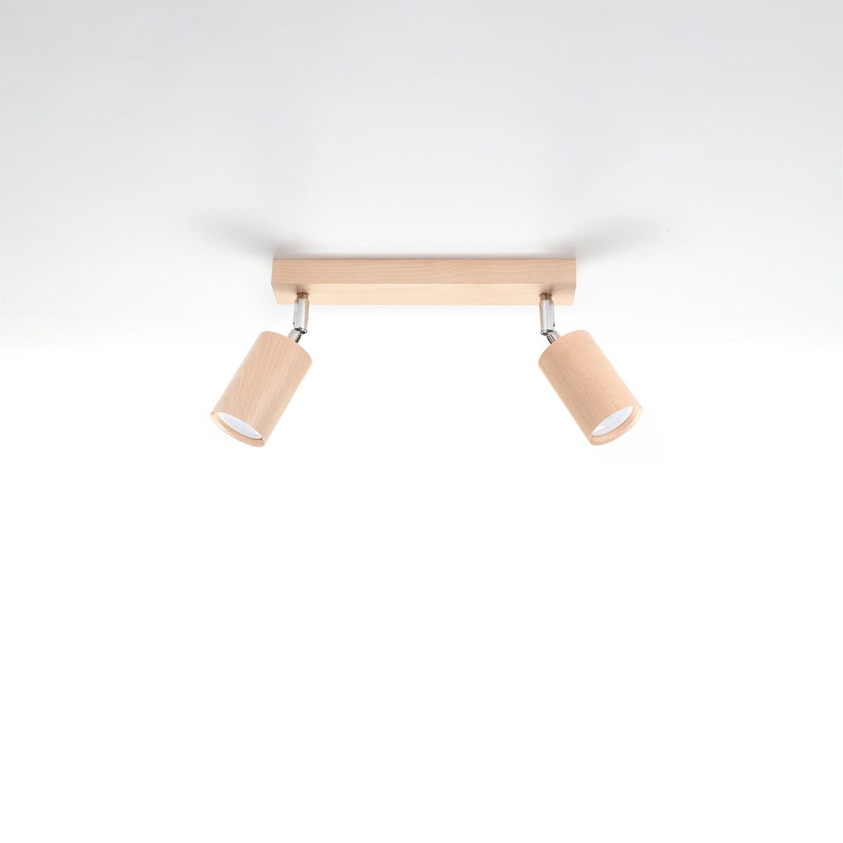 Sollux Lighting Ceiling Lamp Berg 2 Natural Wood - Wooden Ceiling Light - Two Movable Lampshades - Warm and Rustic Design - Compatible with GU10 Bulbs
