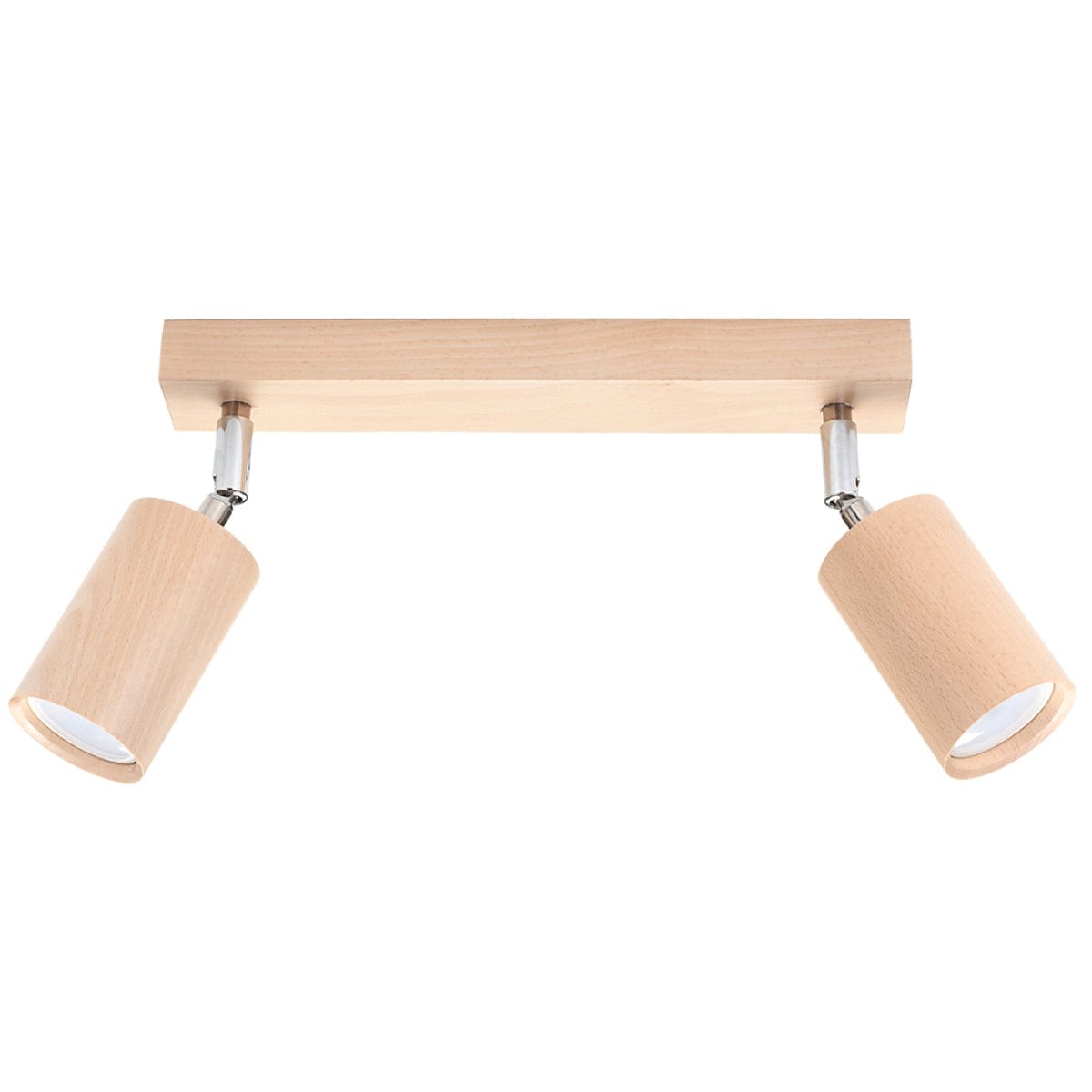 Sollux Lighting Ceiling Lamp Berg 2 Natural Wood - Wooden Ceiling Light - Two Movable Lampshades - Warm and Rustic Design - Compatible with GU10 Bulbs