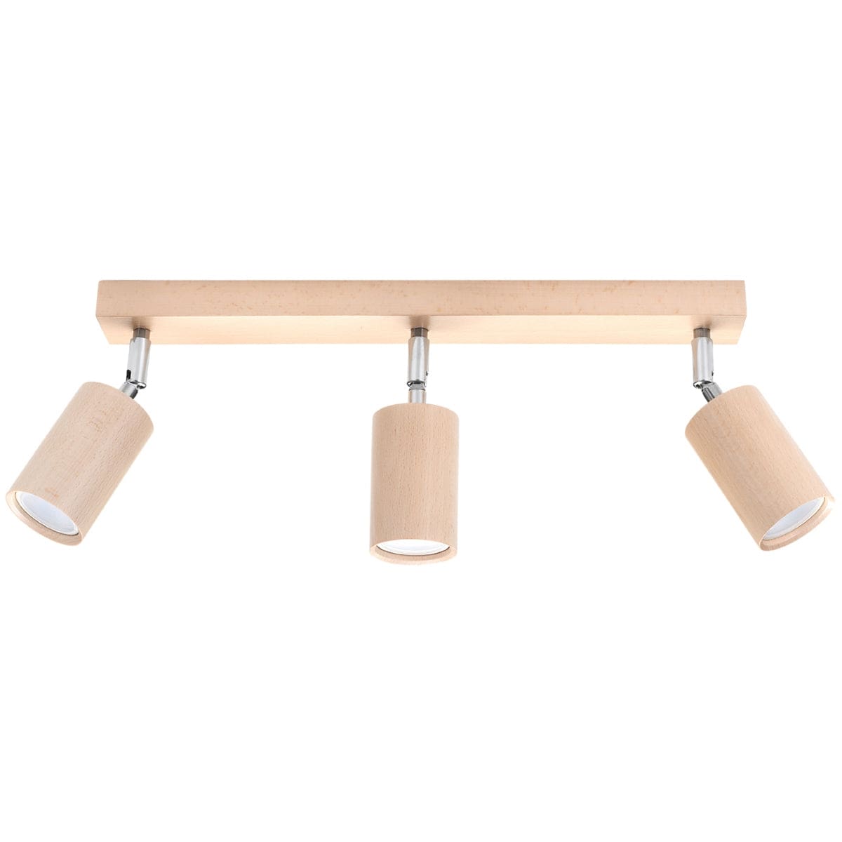 Sollux Lighting Ceiling Lamp Berg 3 Natural Wood - Wooden Ceiling Light - Three Movable Lampshades - Stylish and Functional Design - Compatible with GU10 Bulbs