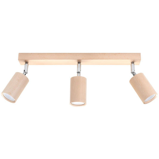 Sollux Lighting Ceiling Lamp Berg 3 Natural Wood - Wooden Ceiling Light - Three Movable Lampshades - Stylish and Functional Design - Compatible with GU10 Bulbs