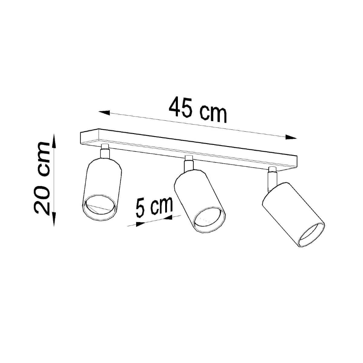 Sollux Lighting Ceiling Lamp Berg 3 Natural Wood - Wooden Ceiling Light - Three Movable Lampshades - Stylish and Functional Design - Compatible with GU10 Bulbs