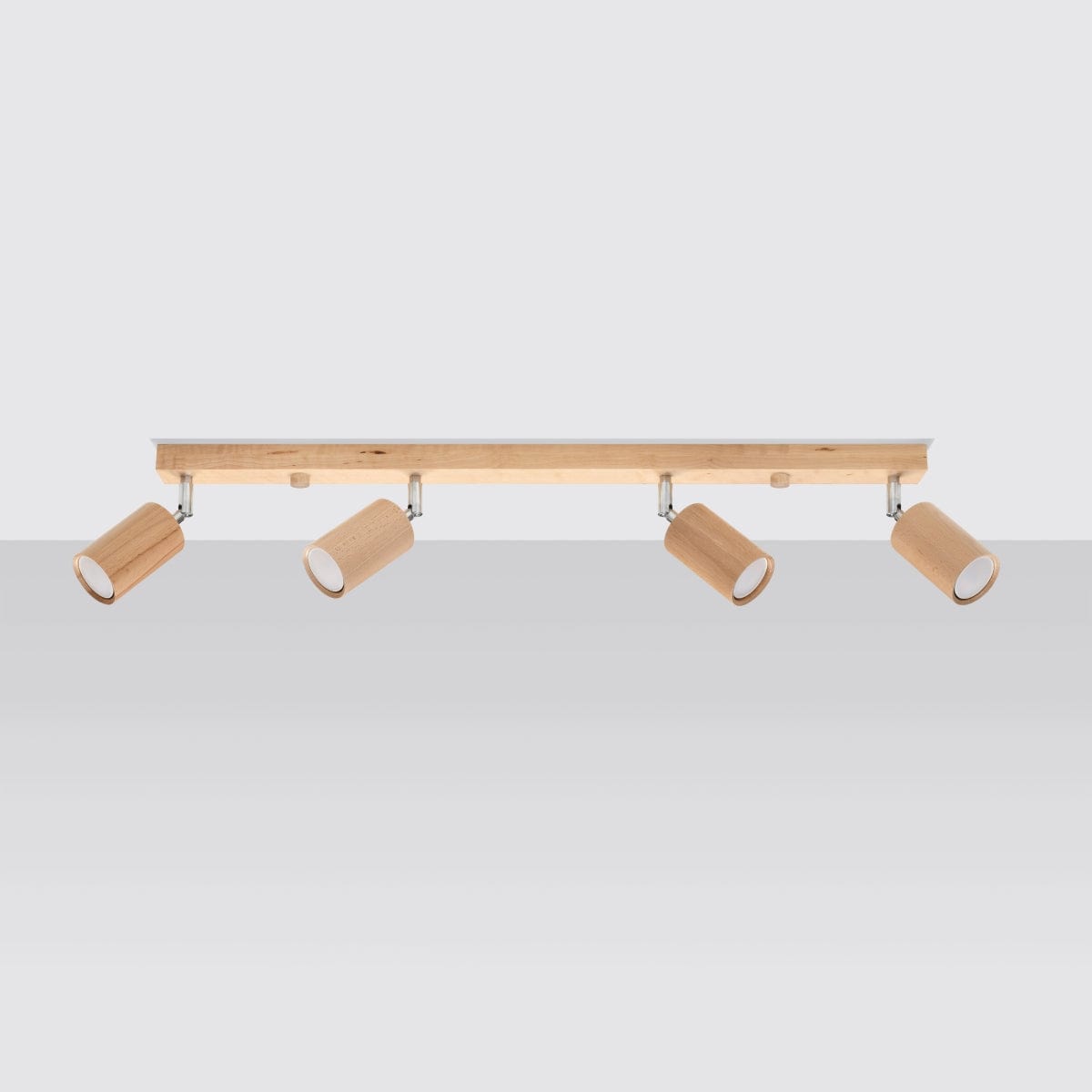 Sollux Lighting Ceiling Lamp Berg 4 Natural Wood - Wooden Ceiling Light - Four Movable Lampshades - Warm and Stylish Lighting - Compatible with GU10 Bulbs