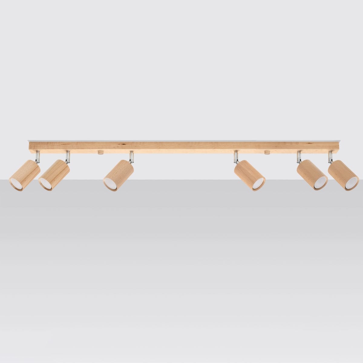 Sollux Lighting Ceiling Lamp Berg 6 Natural Wood - Wooden Ceiling Light - Six Movable Lampshades - Warm and Stylish Lighting - Compatible with GU10 Bulbs