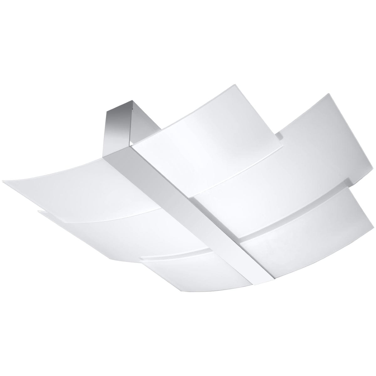 Sollux Lighting Ceiling Lamp Celia Chrom - Modern White Glass and Chrome Design - E27 Bulb Compatible - Ideal for Living Room Bedroom or Office Lighting
