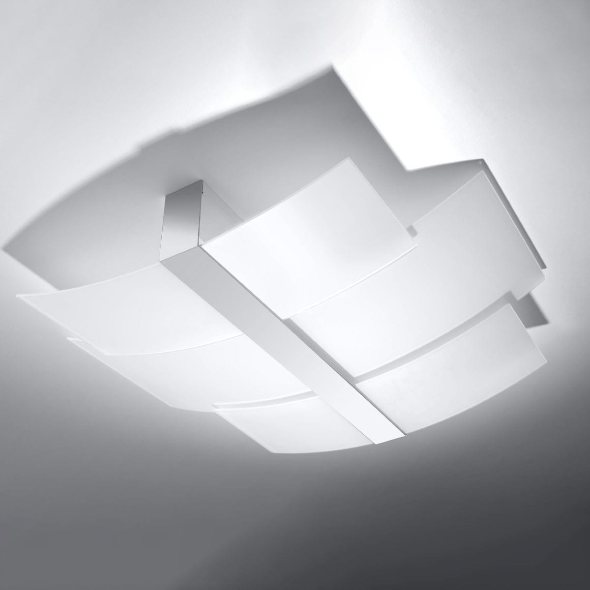 Sollux Lighting Ceiling Lamp Celia Chrom - Modern White Glass and Chrome Design - E27 Bulb Compatible - Ideal for Living Room Bedroom or Office Lighting