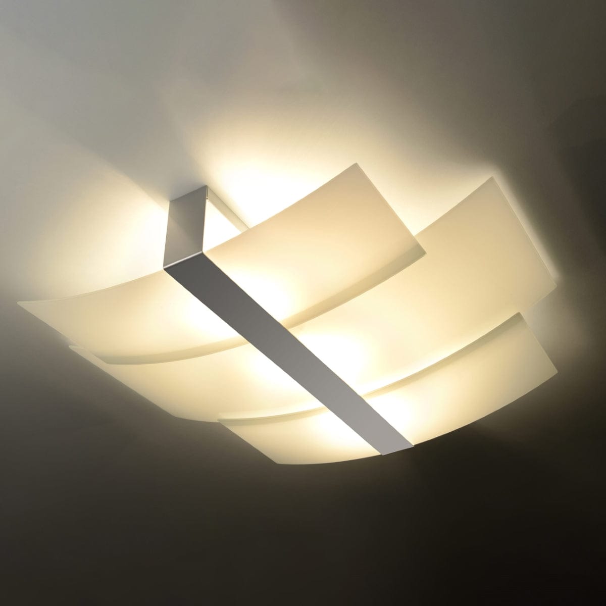 Sollux Lighting Ceiling Lamp Celia Chrom - Modern White Glass and Chrome Design - E27 Bulb Compatible - Ideal for Living Room Bedroom or Office Lighting