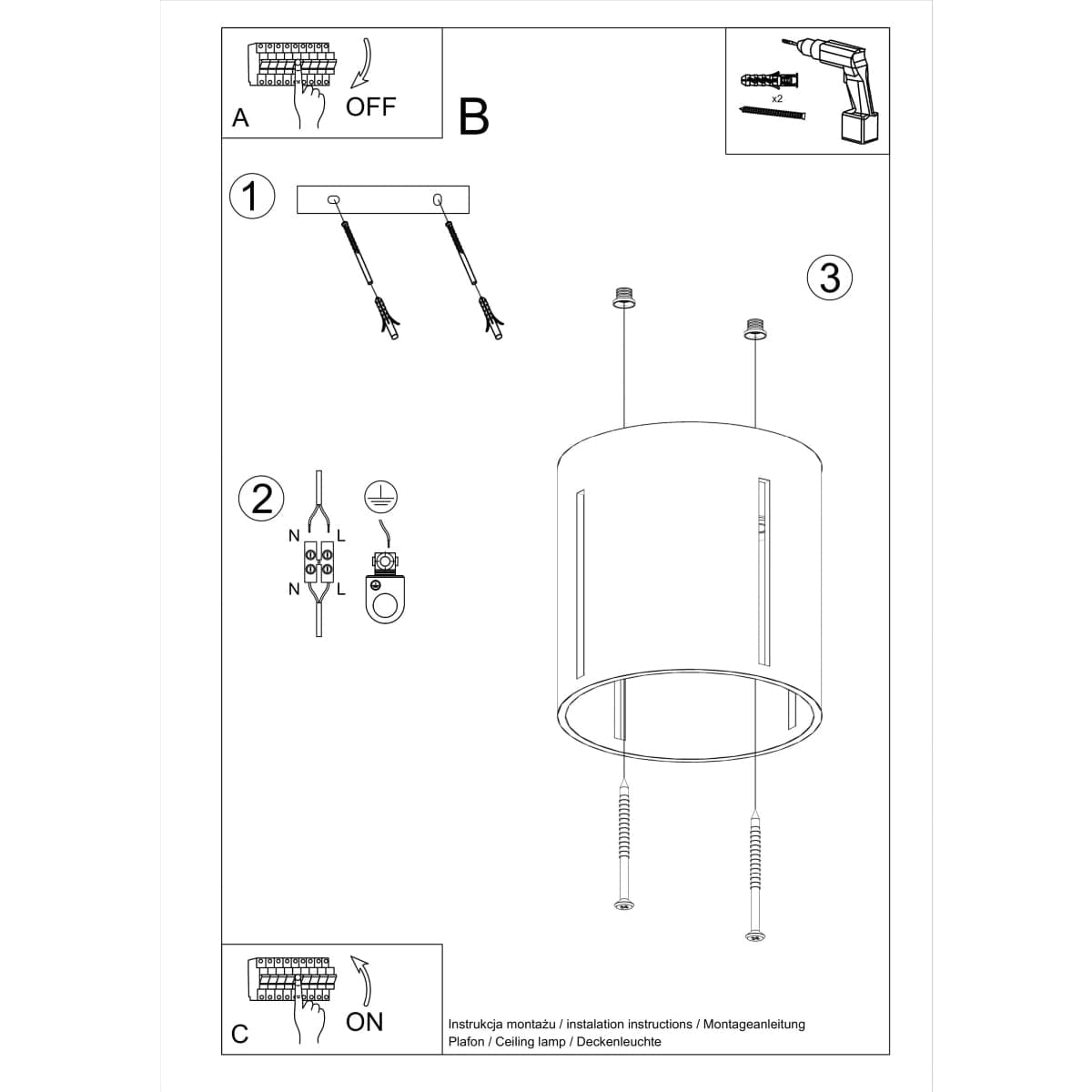 Sollux Lighting Ceiling Lamp Inez White - Modern Perforated Ceiling Light - Aluminum - Replaceable G9 Bulbs - Elegant White Finish - Futuristic Lighting Effect