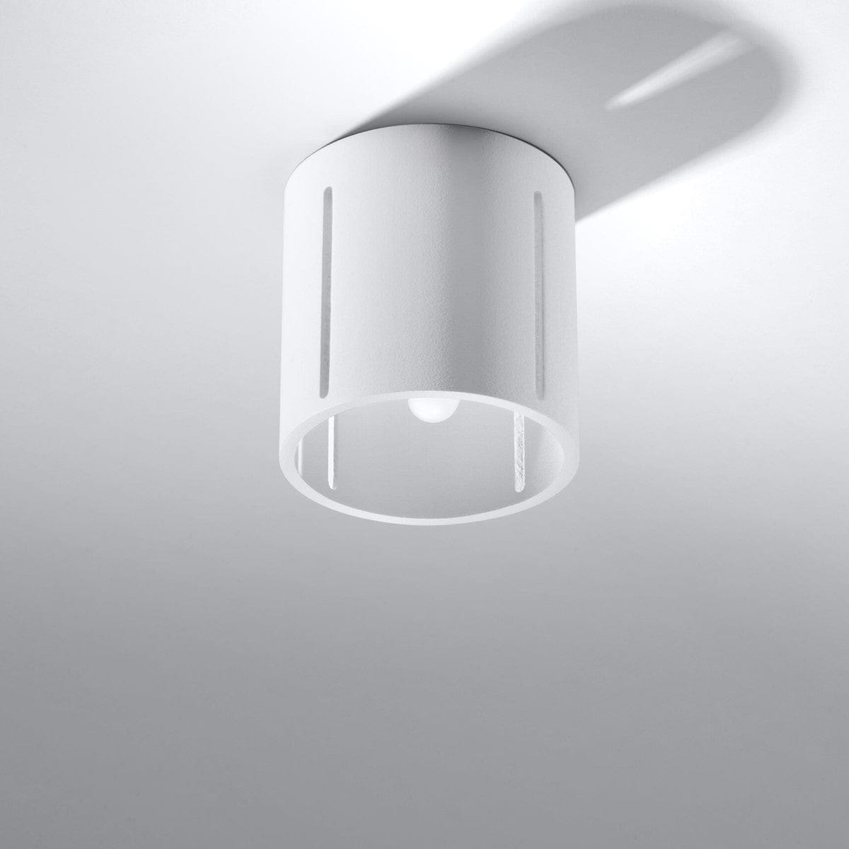 Sollux Lighting Ceiling Lamp Inez White - Modern Perforated Ceiling Light - Aluminum - Replaceable G9 Bulbs - Elegant White Finish - Futuristic Lighting Effect