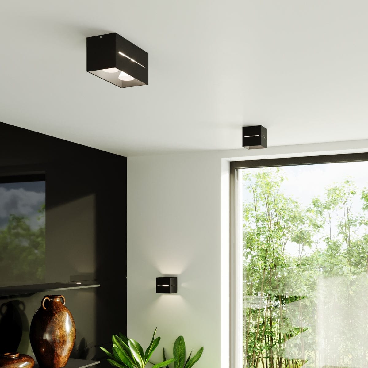 Sollux Lighting Ceiling Lamp Lobo 2 Black - Modern Black Ceiling Light with Perforation - Aluminum Material - Replaceable G9 Bulbs - Futuristic Design