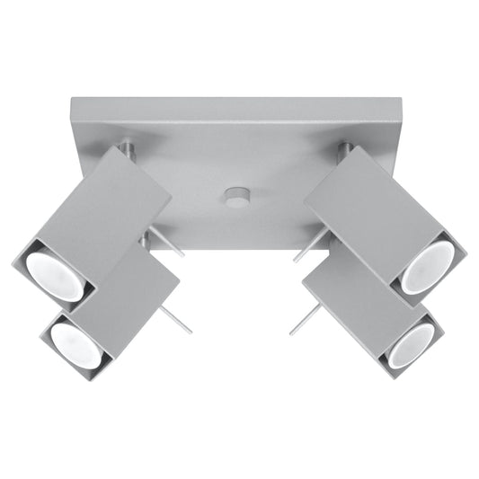 Sollux Lighting Ceiling Lamp Merida 4 Grey - Modern Adjustable Spot Ceiling Light - 4 Movable Shades - Durable Steel - Compatible with GU10 Bulbs