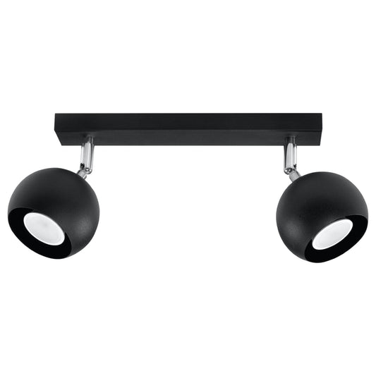 Sollux Lighting Ceiling Lamp Oculare 2 Black - Modern Black Spot Ceiling Light - Adjustable Directional Lighting - Replaceable GU10 Bulbs - Sleek Spherical Design