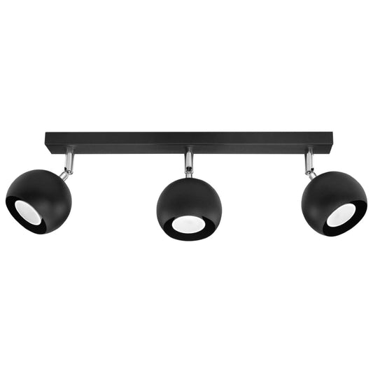 Sollux Lighting Ceiling Lamp Oculare 3 Black - Modern Spot Ceiling Light - 3 Adjustable Shades - Spherical Design - Durable Steel - GU10 Bulb Compatible