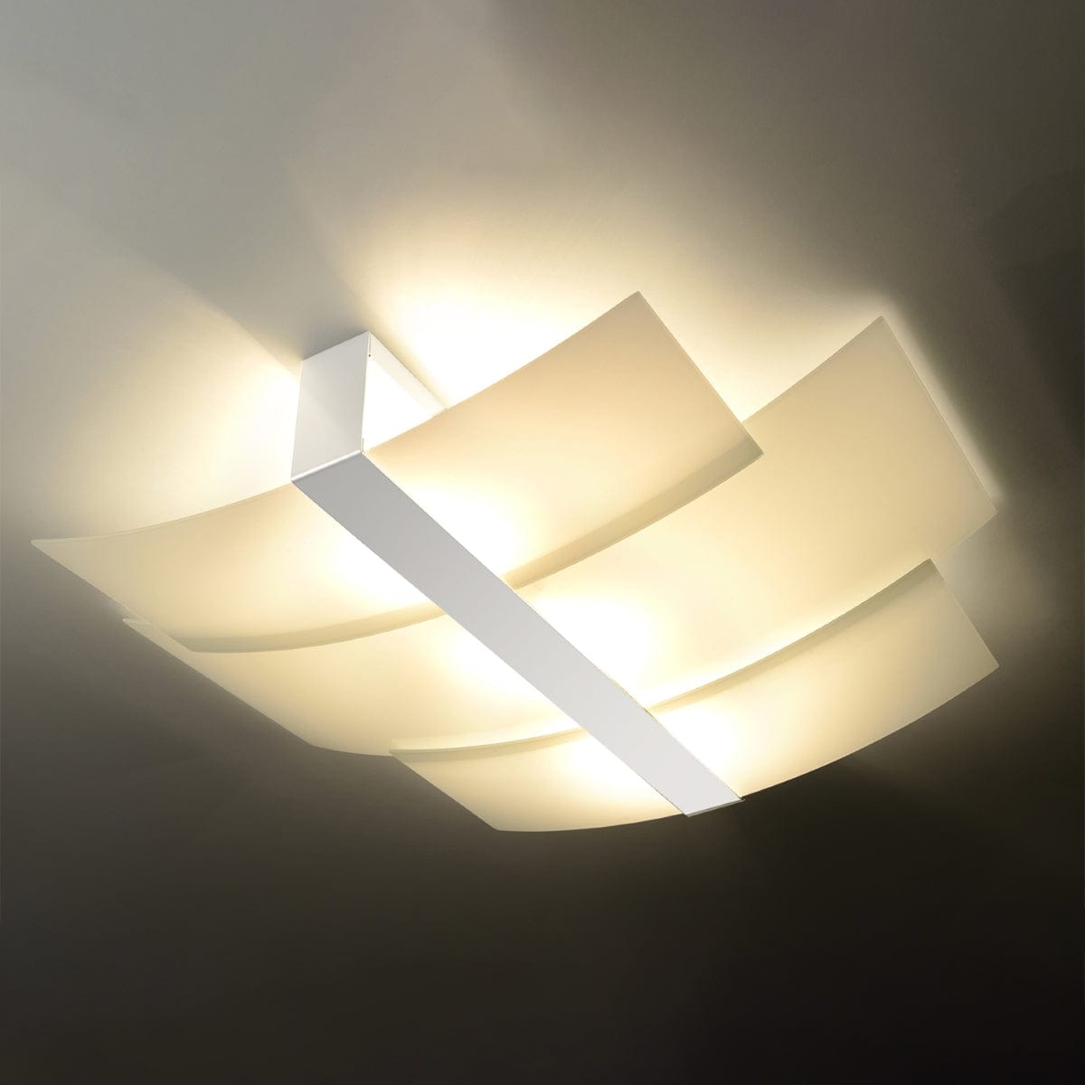 Sollux Lighting Celia - Ceiling Lamp - White Glass - Elegant Design - Timeless Style - E27 Bulb Compatible - Easy Surface Mount Installation