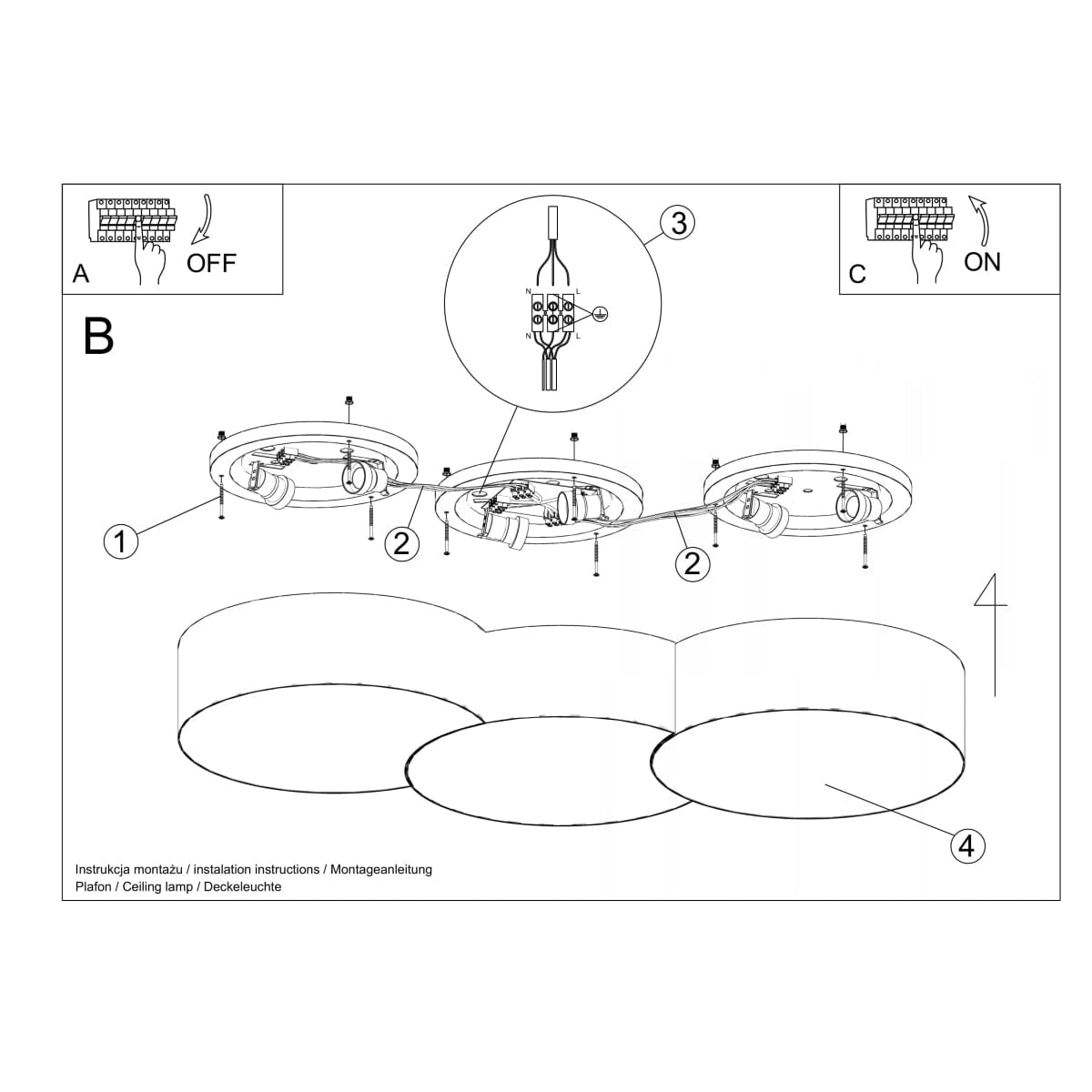 Sollux Lighting Circle 3A - Ceiling Lamp - LED Ceiling Light - Minimalist Design - Overlapping Circles - White Finish - High CRI - Energy Efficient - Stylish Interiors