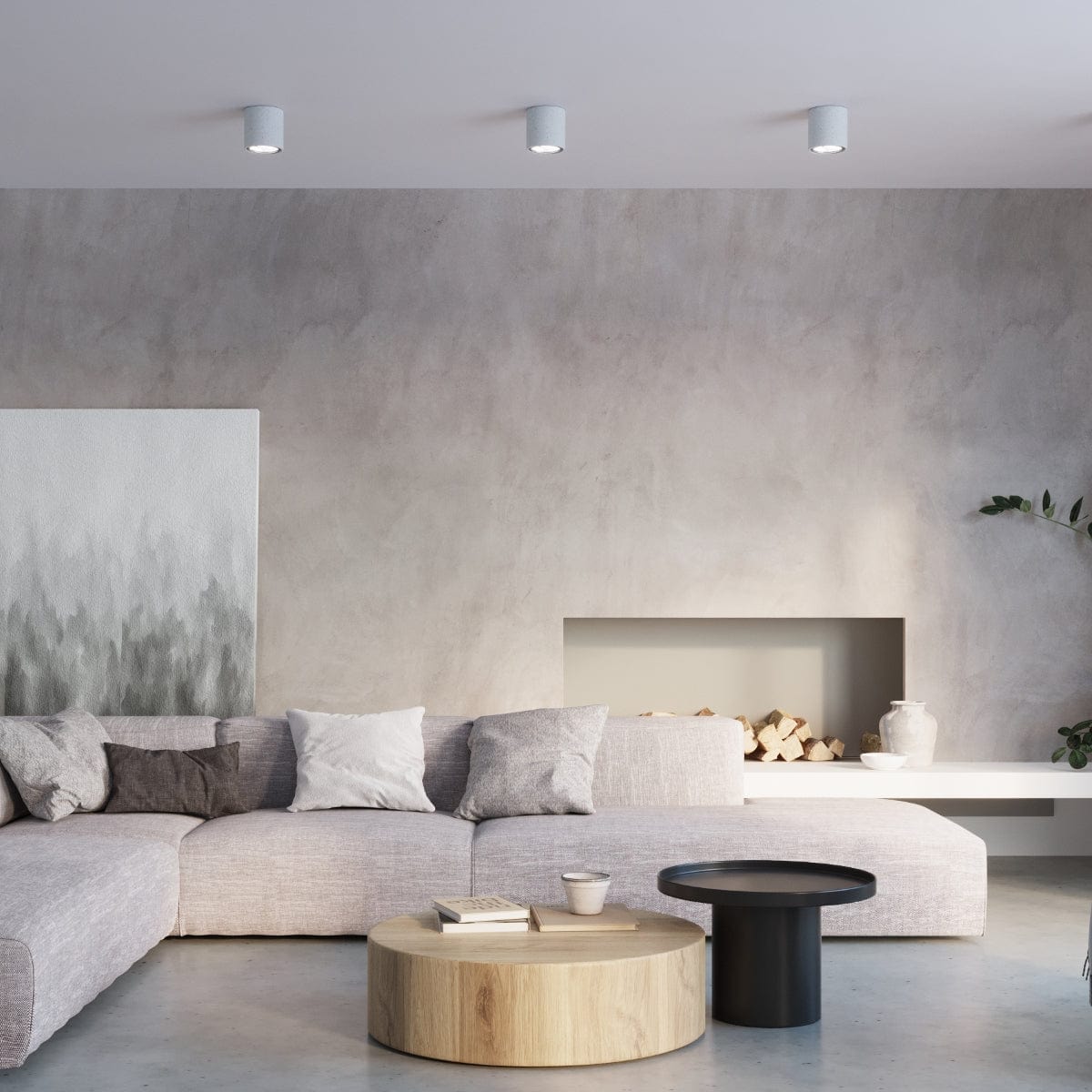 Sollux Lighting CULLO Concrete Ceiling Light - Minimalist Industrial Design - Durable Gray Concrete - GU10 Bulb Compatible - Easy Cleaning - Universal Mounting
