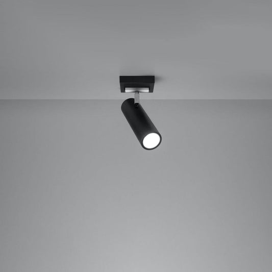 Sollux Lighting DIREZIONE Ceiling Light - 1-Light Black - Minimalist Modern Design - Adjustable Spotlights - GU10 Bulb Compatibility - Perfect for Any Room