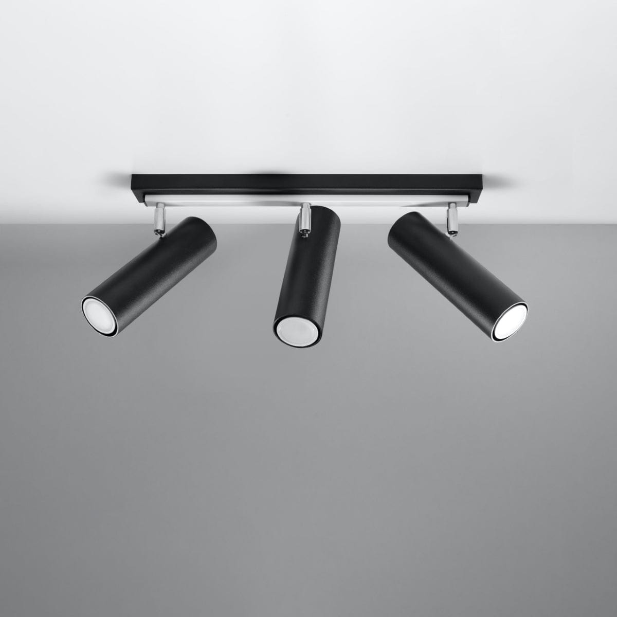 Sollux Lighting DIREZIONE Ceiling Light - 3-Light Black - Minimalist Modern Design - Adjustable Spotlights - GU10 Bulb Compatible - Ideal for Living Room and Kitchen