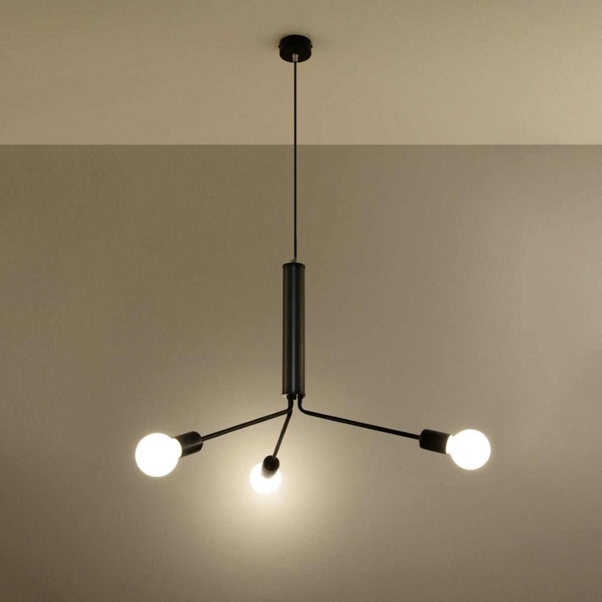 Sollux Lighting DUOMO 3 Industrial Ceiling Lamp - Loft Style - Black Steel - Multiple Bulb Options