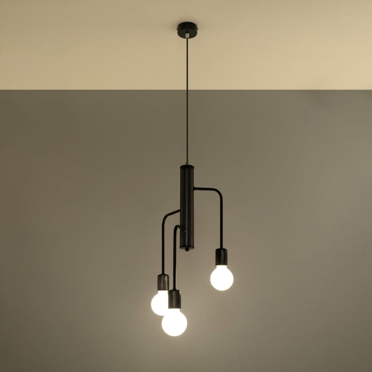 Sollux Lighting DUOMO 3 Industrial Ceiling Lamp - Modern Loft Design - Black Steel - Multiple Bulb Options